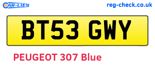 BT53GWY are the vehicle registration plates.