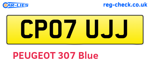 CP07UJJ are the vehicle registration plates.