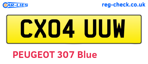 CX04UUW are the vehicle registration plates.