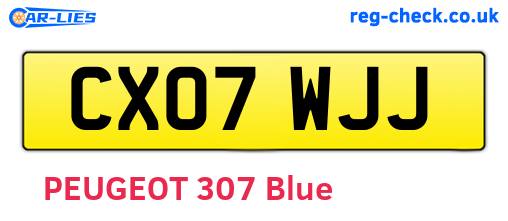 CX07WJJ are the vehicle registration plates.