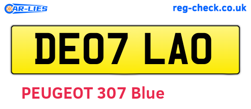 DE07LAO are the vehicle registration plates.