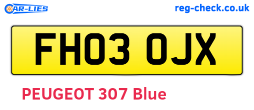 FH03OJX are the vehicle registration plates.