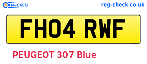 FH04RWF are the vehicle registration plates.
