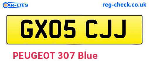 GX05CJJ are the vehicle registration plates.