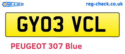 GY03VCL are the vehicle registration plates.