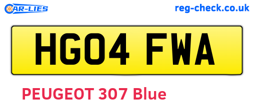 HG04FWA are the vehicle registration plates.