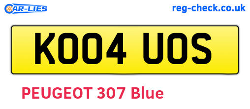 KO04UOS are the vehicle registration plates.