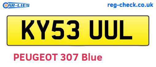 KY53UUL are the vehicle registration plates.