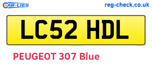 LC52HDL are the vehicle registration plates.