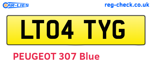 LT04TYG are the vehicle registration plates.