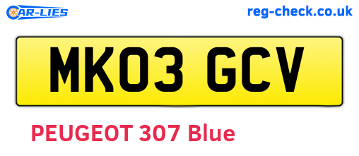 MK03GCV are the vehicle registration plates.