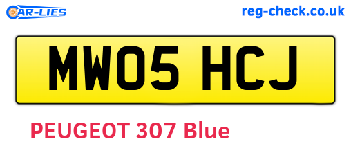 MW05HCJ are the vehicle registration plates.