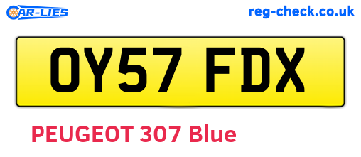 OY57FDX are the vehicle registration plates.
