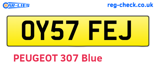 OY57FEJ are the vehicle registration plates.