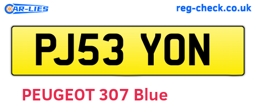 PJ53YON are the vehicle registration plates.