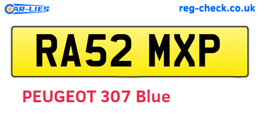 RA52MXP are the vehicle registration plates.