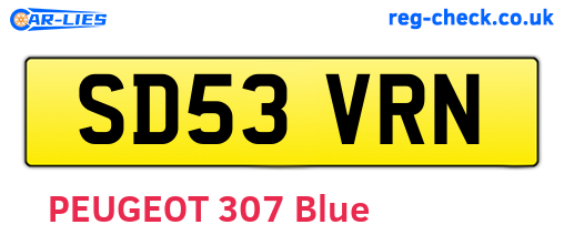 SD53VRN are the vehicle registration plates.
