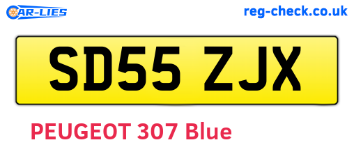 SD55ZJX are the vehicle registration plates.