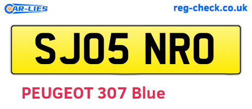 SJ05NRO are the vehicle registration plates.
