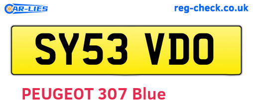 SY53VDO are the vehicle registration plates.