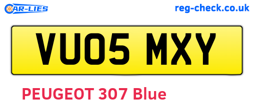VU05MXY are the vehicle registration plates.