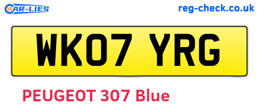 WK07YRG are the vehicle registration plates.