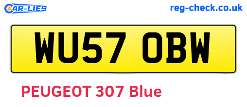 WU57OBW are the vehicle registration plates.