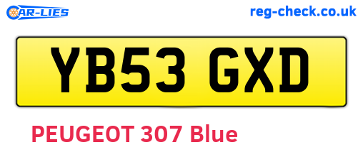YB53GXD are the vehicle registration plates.