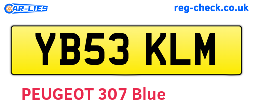 YB53KLM are the vehicle registration plates.