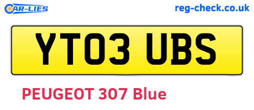 YT03UBS are the vehicle registration plates.