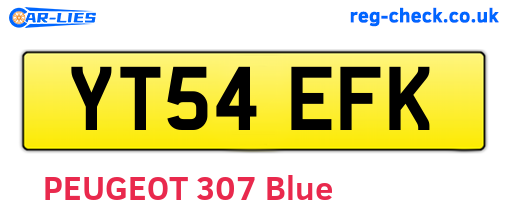 YT54EFK are the vehicle registration plates.