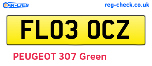 FL03OCZ are the vehicle registration plates.