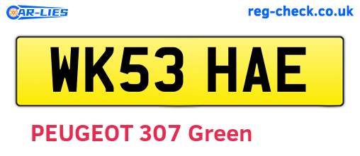 WK53HAE are the vehicle registration plates.