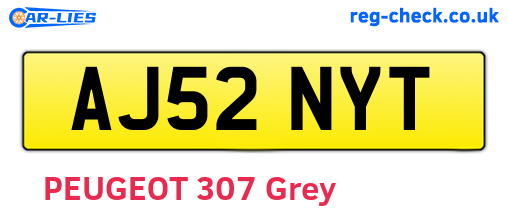 AJ52NYT are the vehicle registration plates.