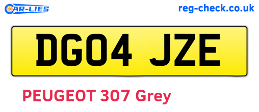 DG04JZE are the vehicle registration plates.
