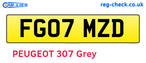 FG07MZD are the vehicle registration plates.