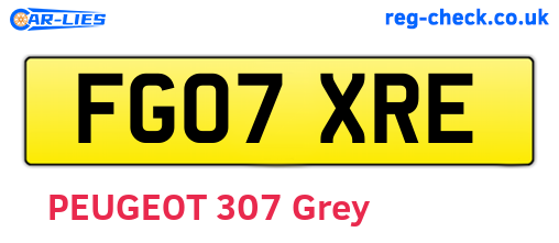 FG07XRE are the vehicle registration plates.