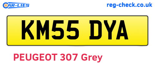 KM55DYA are the vehicle registration plates.