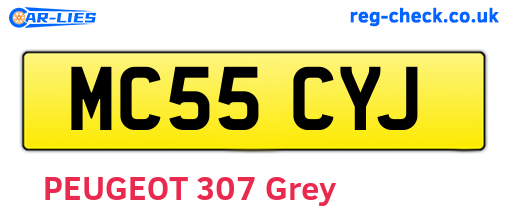 MC55CYJ are the vehicle registration plates.