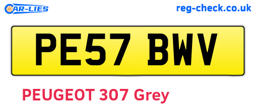 PE57BWV are the vehicle registration plates.