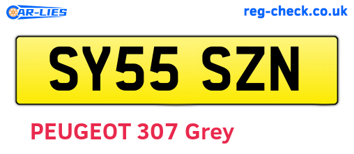 SY55SZN are the vehicle registration plates.