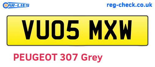 VU05MXW are the vehicle registration plates.