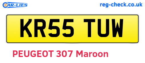 KR55TUW are the vehicle registration plates.