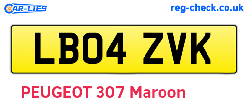 LB04ZVK are the vehicle registration plates.