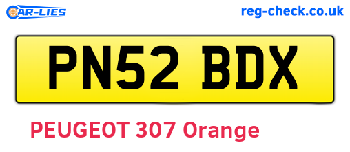 PN52BDX are the vehicle registration plates.