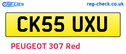 CK55UXU are the vehicle registration plates.