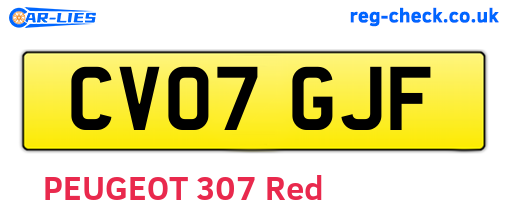 CV07GJF are the vehicle registration plates.