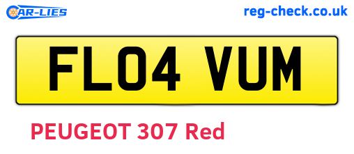 FL04VUM are the vehicle registration plates.