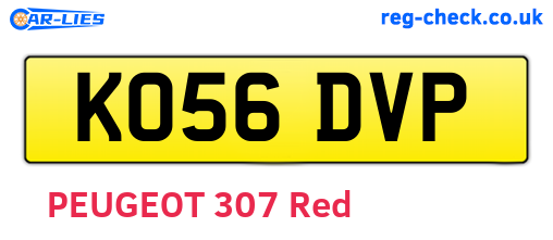 KO56DVP are the vehicle registration plates.