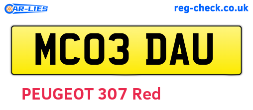 MC03DAU are the vehicle registration plates.
